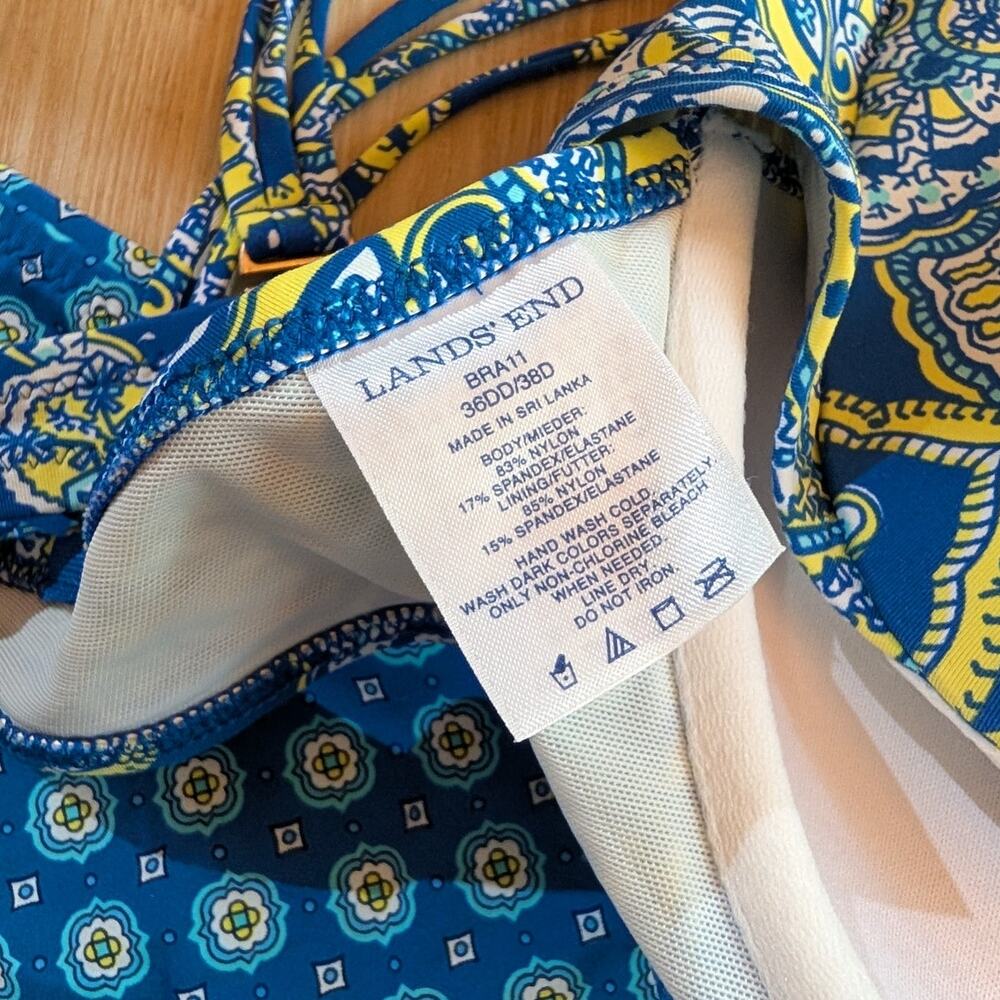 Lands' End | Blue Paisley Bikini Set | 36DD/38D & 14 - Picture 4 of 9